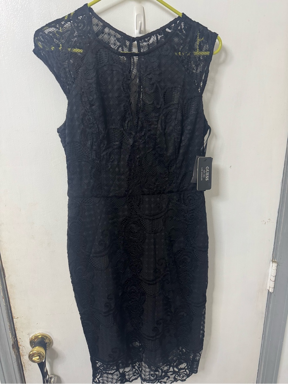 GUESS Black Lace Midi Dress
